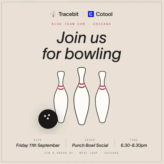 Tracebit x Cotool - Blue Team Con Bowling Social