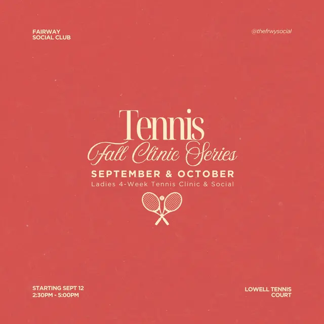 Ladies 4-Week Tennis Clinic & Social (Sep/Oct) 🩷