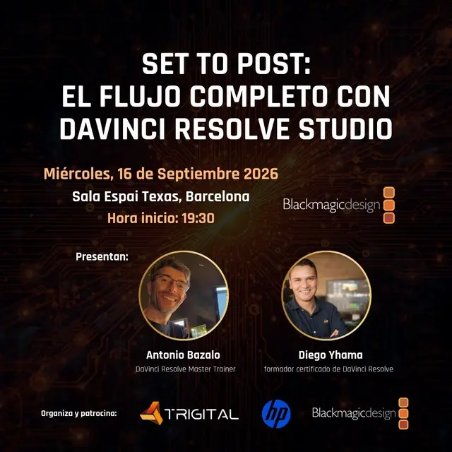 Evento presencial en Barcelona – Flujo directo de Set a Postproducción con DaVinci Resolve