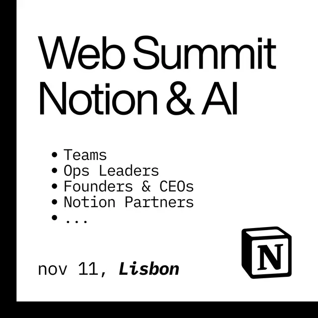 🎉 Web Summit 2026 Notion Meetup • Lisbon