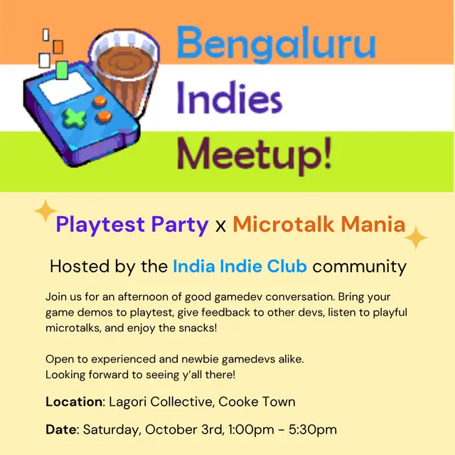 Bengaluru Indies Meetup - Playtest Party x Microtalk Mania