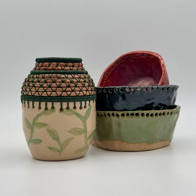 Earth and Fibre Coiled Vessel