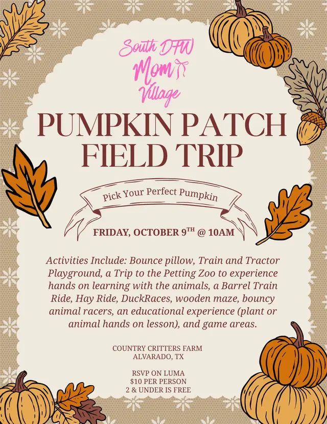 October 9th: Pumpkin Patch Field Trip