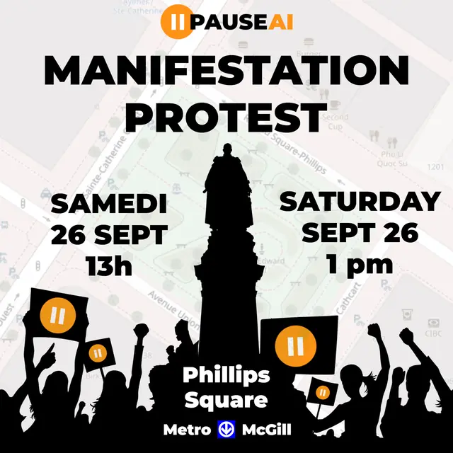 PauseAI MANIFESTATION | PROTEST, Sept 26 Phillips Square
