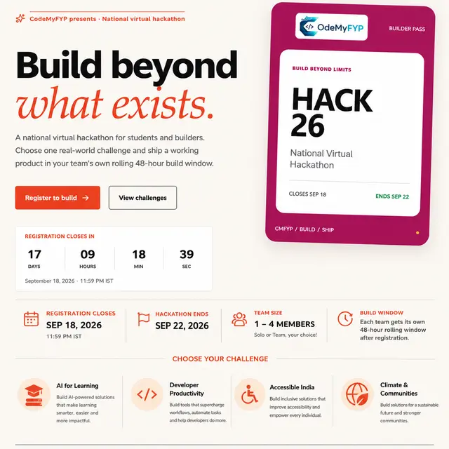 CodeMyFYP HACK 26 — 48-Hour Virtual Hackathon