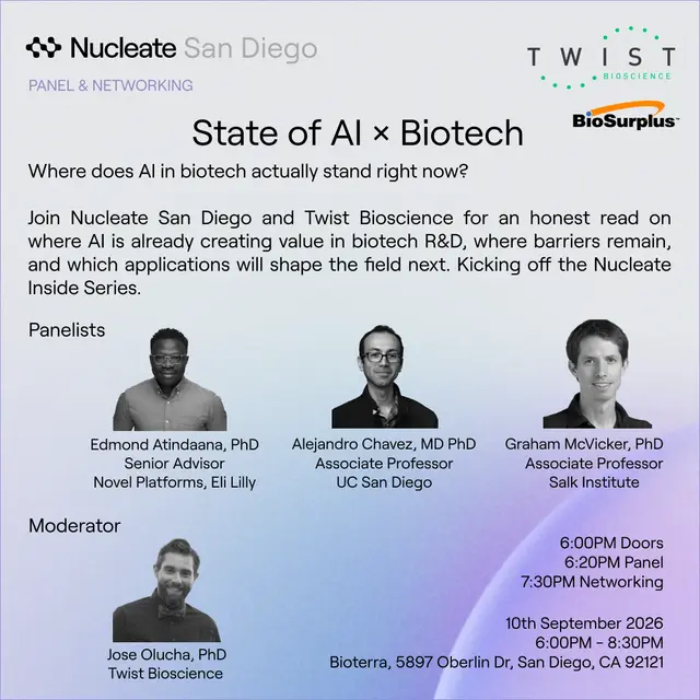 Nucleate San Diego Inside Series: State of AI x Biotech (In Partnership with Twist Bioscience)