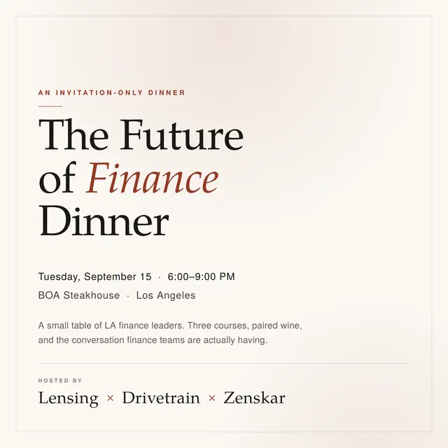 Future of Finance Dinner | Lensing × Drivetrain × Zenskar