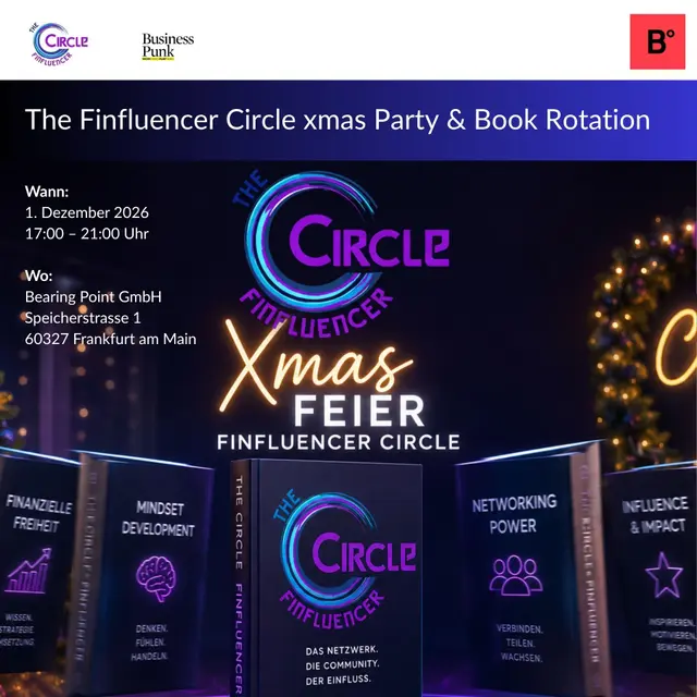 The Finfluencer Circle xmas Feier mit Book Rotation bei Bearing Point 2026