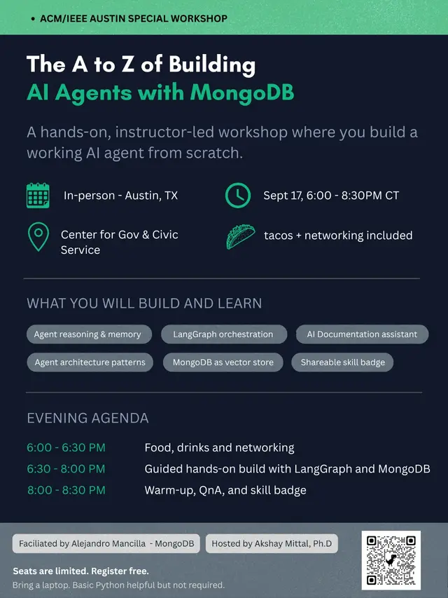 ACM Austin Special Workshop: The A to Z of Building AI Agents with MongoDB